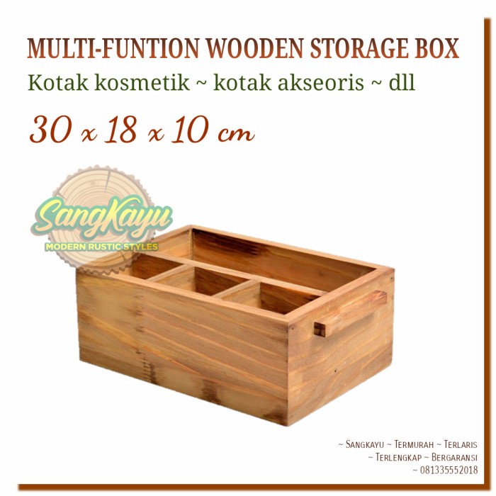 Kotak penyimpanan kosmetik alat tulis aksesoris storage box serbaguna - KAYU MAHONI