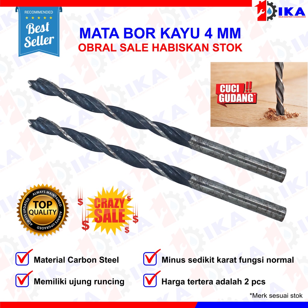 Mata Bor Kayu Glorious 3, 4, 5, 6, 8, 10, 12mm