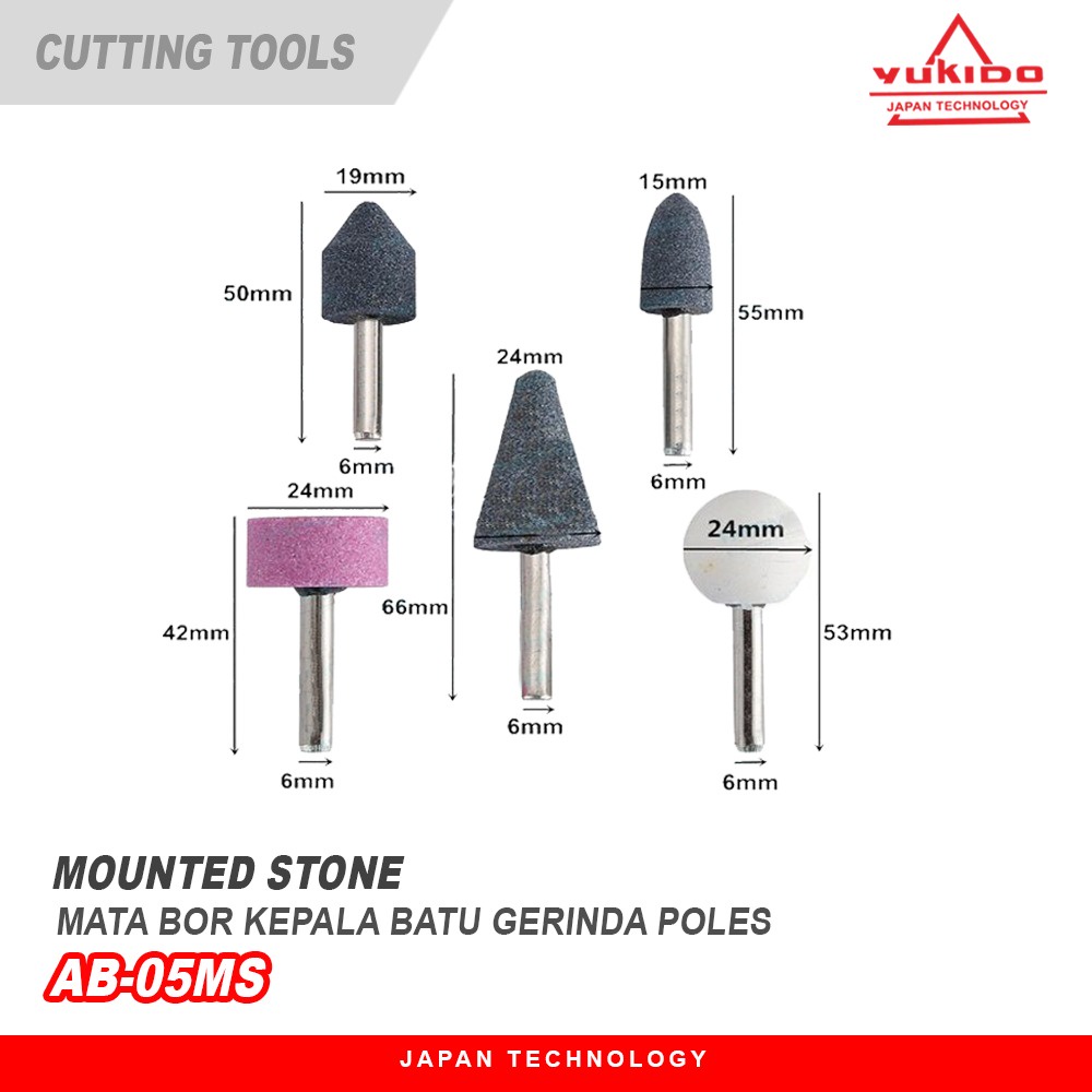 YUKIDO JAPAN !!! Mounted Stone Set 5 Pcs  Batu Gerinda Mini Mata Tuner Batu Osco Set 5pcs Batu Gerinda Botol