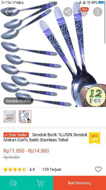 Sendok Batik 1lusin Sendok Makan Garfu Batik Stainlees Tebal