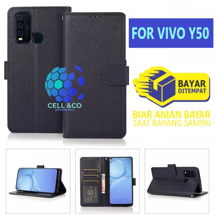 Flip cover VIVO Y50 Flip case buka tutup kesing hp casing flip case leather wallet