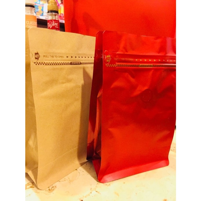 

vf2011vf Kemasan Kopi / Coffee Bag (Flat Bottom, Valve & Zipper) - Kraft Ds20X11