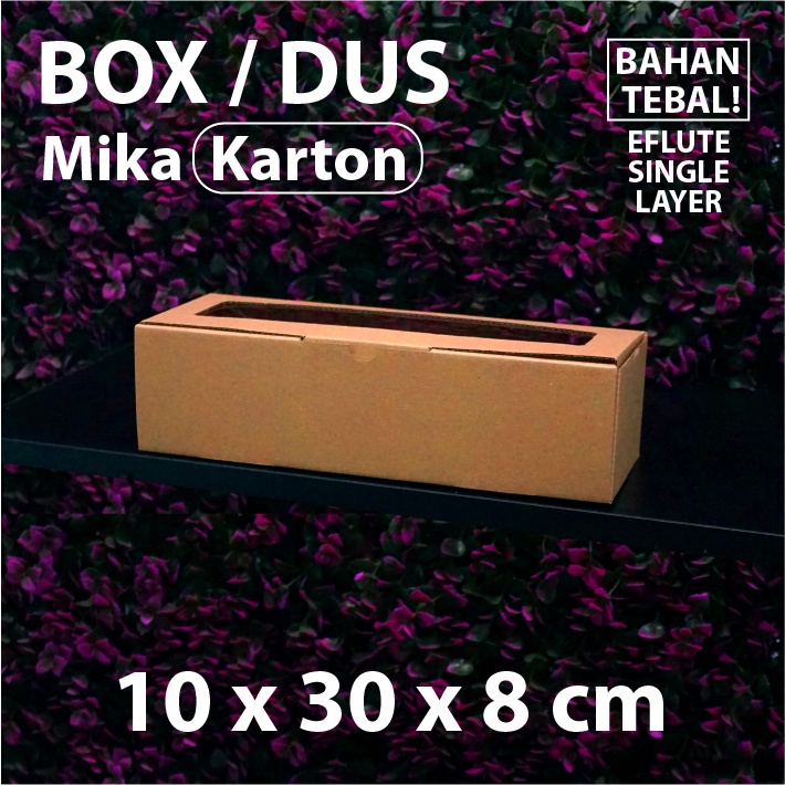 Dus Karton Kaca 10 x 30 x 8 cm - Box Coklat - Cake atau Hampers