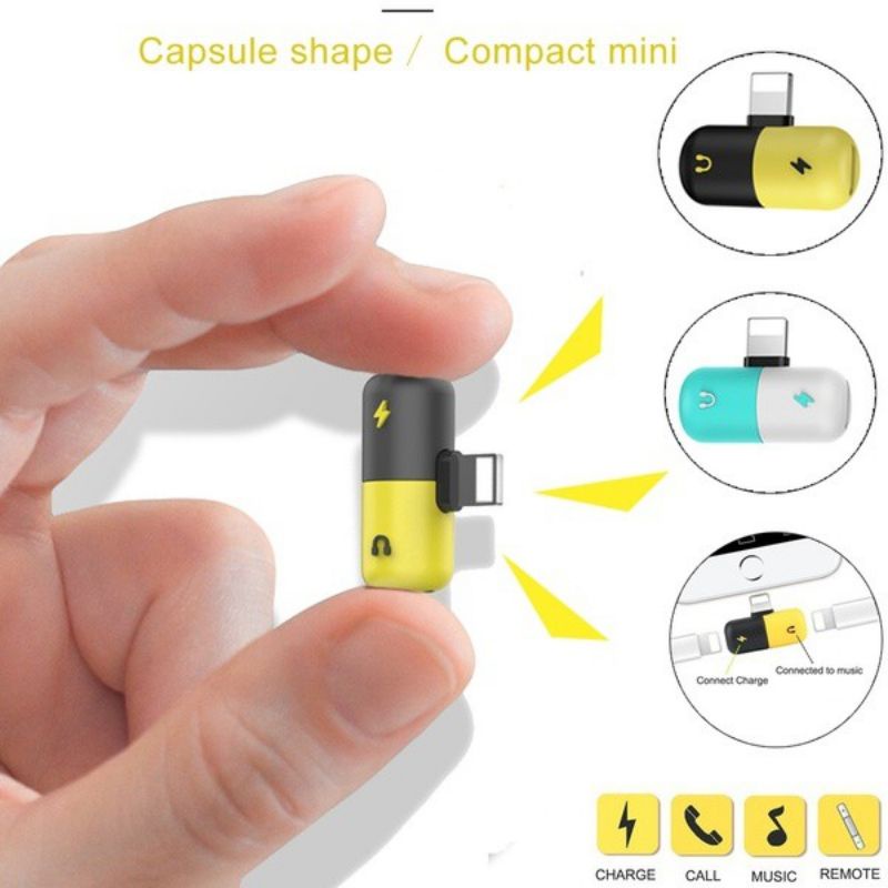 Splitter Audio 2in1(Lightning + Lightning)**Splitter harus pakai headset iphone ori (non bluetooth)*