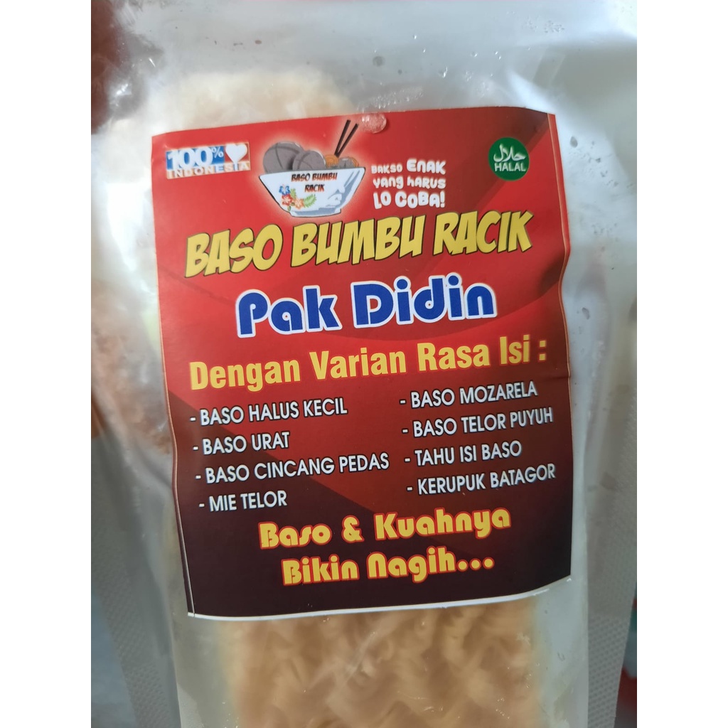 

BASO BUMBU RACIK / BAKSO PAKETAN -MERAH / BAKSO INSTANT PAK DIDIN