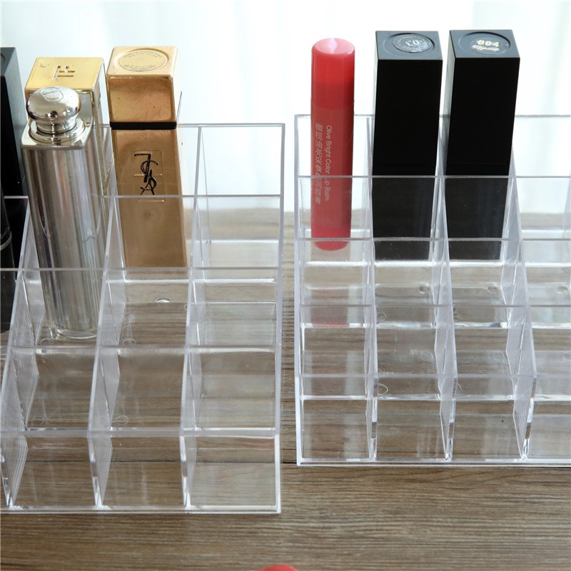 BRP048 Rak Tempat Lipstick Brush Acrylic Transparan Murah 24 Ruang Sekat Cosmetic Storage Organizer