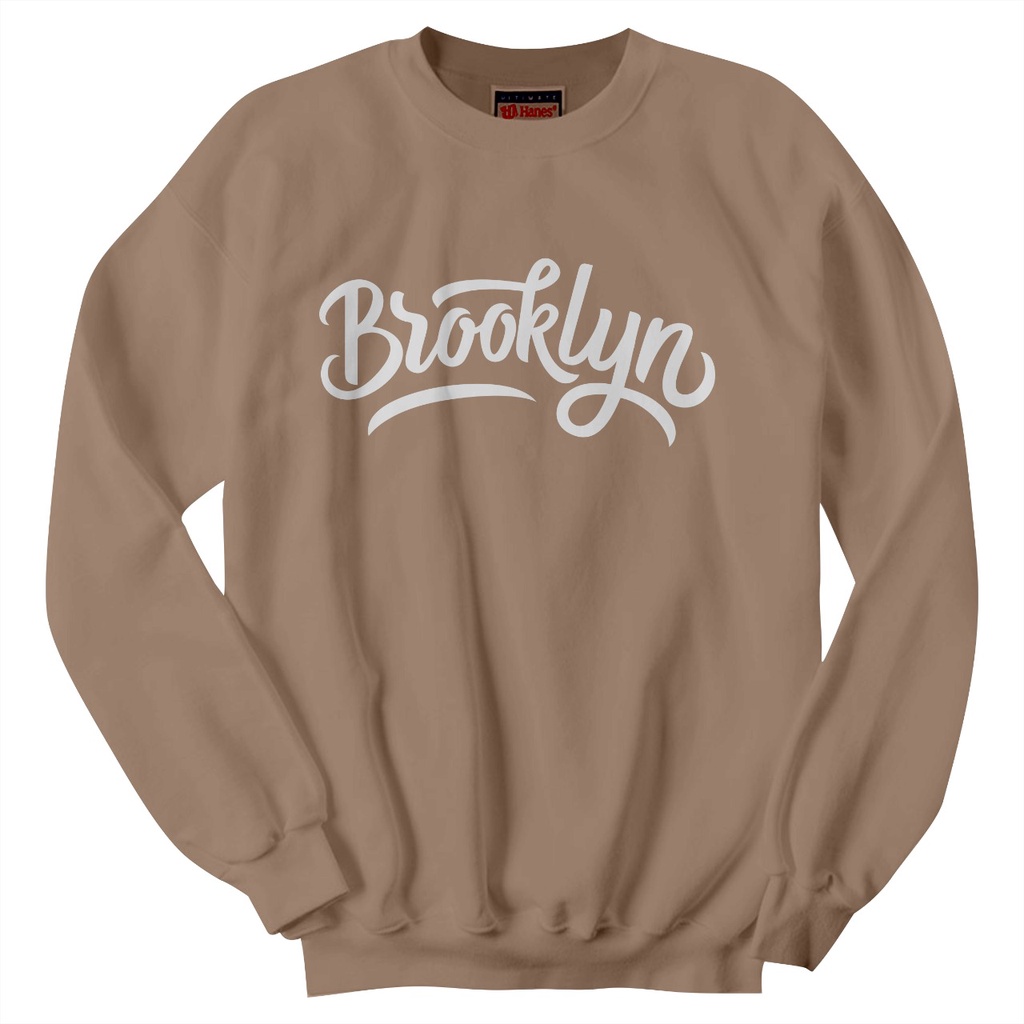 Sweater Crewneck BROOKLYN Distro Bahan Fleece Sweatshirt Pria &amp; Wanita