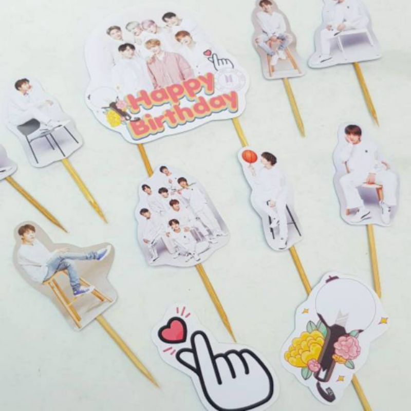 [READY] CAKE TOPPER TERMURAH CAKE TOPPER BTS | ARMY | BTS BIRTHDAY PARTY DEKORASI ULANG TAHUN TERMUR