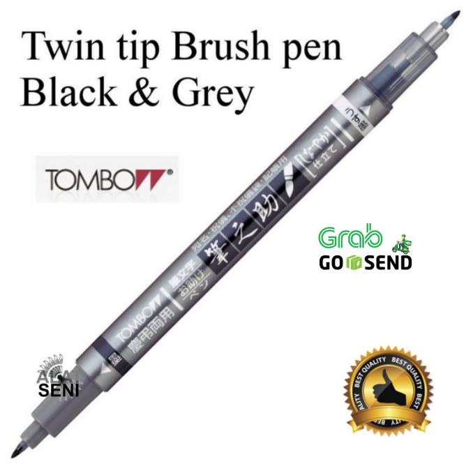 

[[COD]] Tombow Fudenosuke Brush Pen Twin Tip Black / Grey EKSLUSIF Kode 785