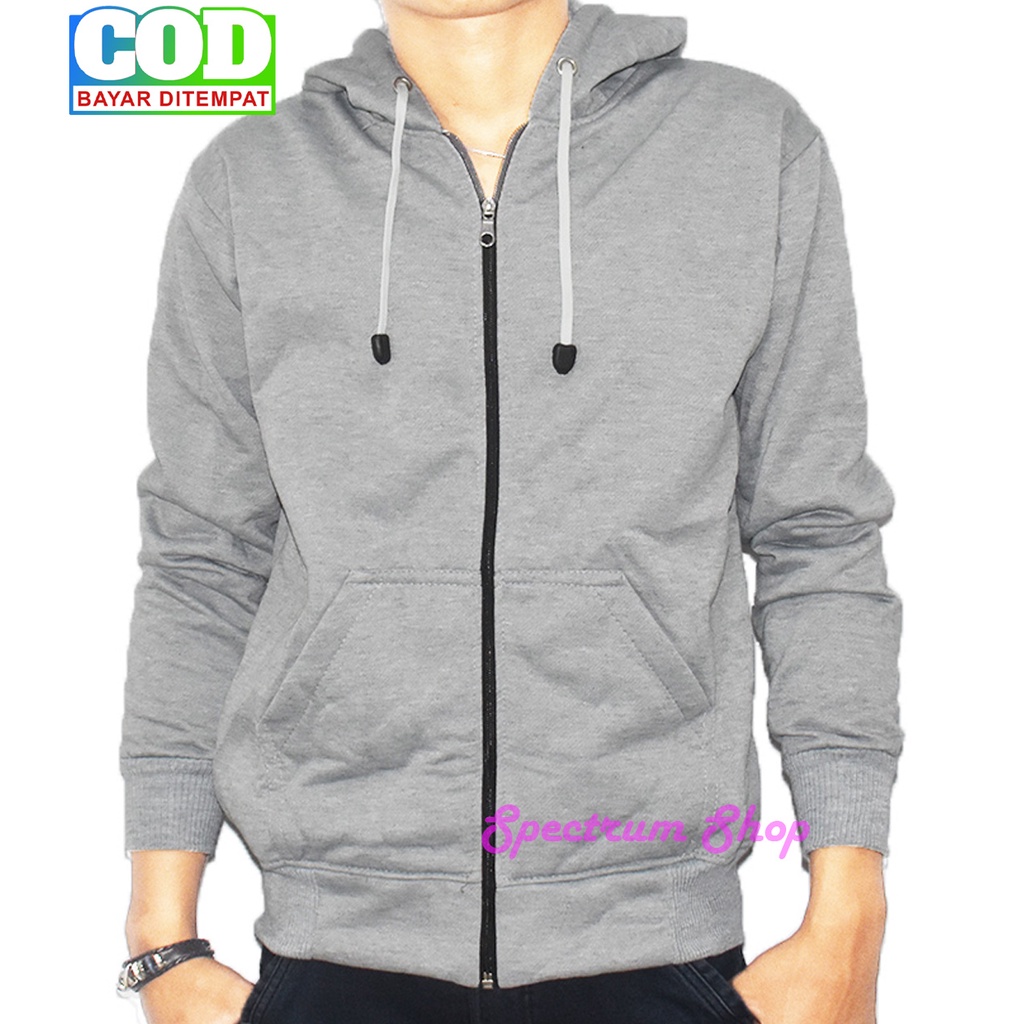 Jaket Sweater Polos Hoodie ZIPPER ukuran S M L XL XXL Pria dan wanita / UNISEX / bisa COD