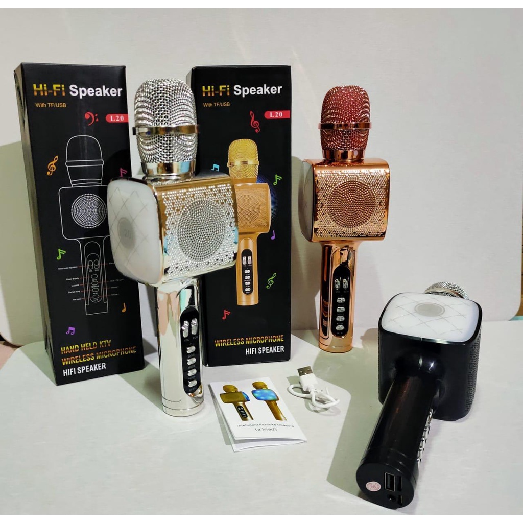 L20 Mic Karaoke Bluetooth Grade A Microphone Karoke L-20 Hand Held KTV Wireless Microphone HiFi Spea