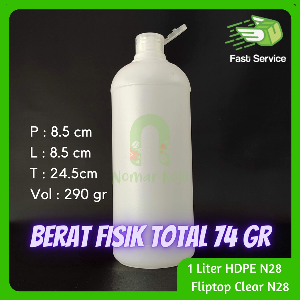 BOTOL 1 LITER HDPE FLIPTOP TEBAL SERBAGUNA SANITIZER