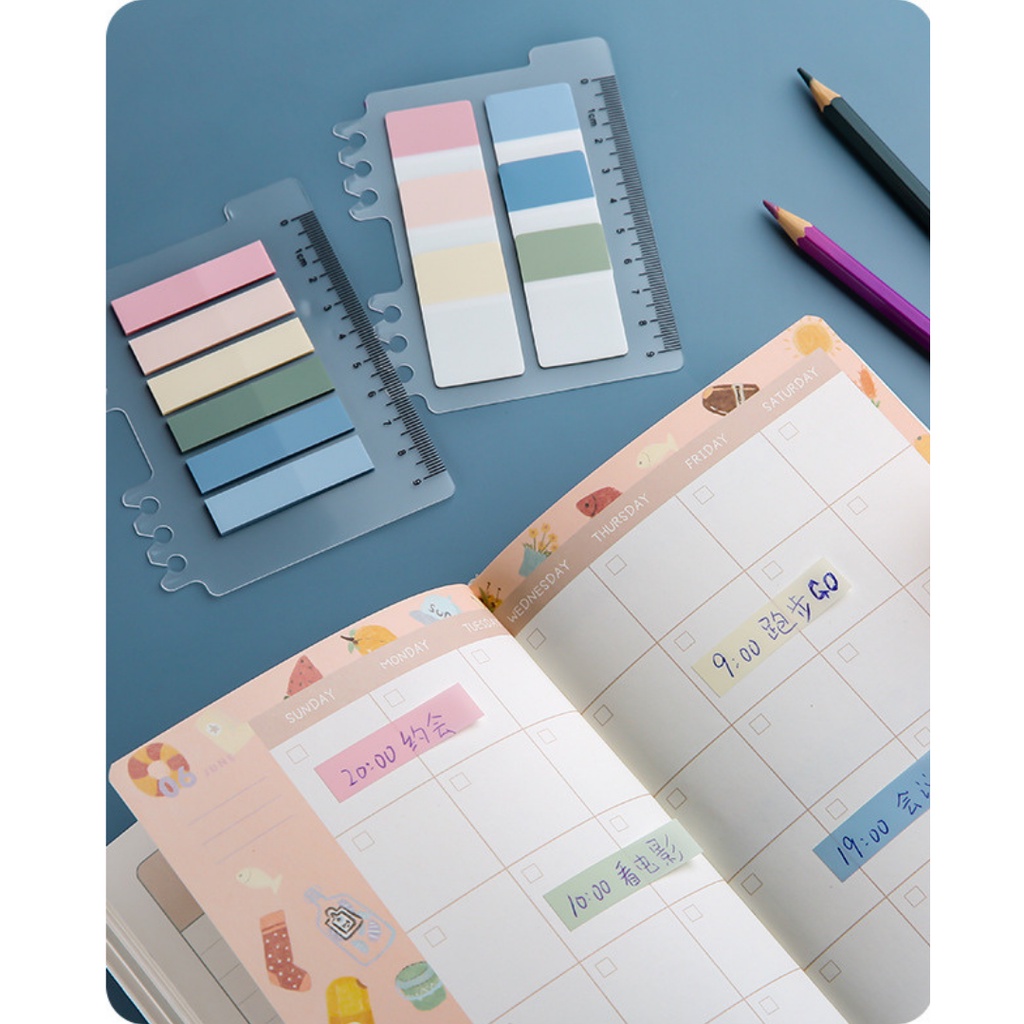 Morandi 200 Lembar Sheets Index Loose Leaf Sticky Notes Dengan Penggaris Office Note Pad Jurnal Aesthetic Fancy Color Lucu