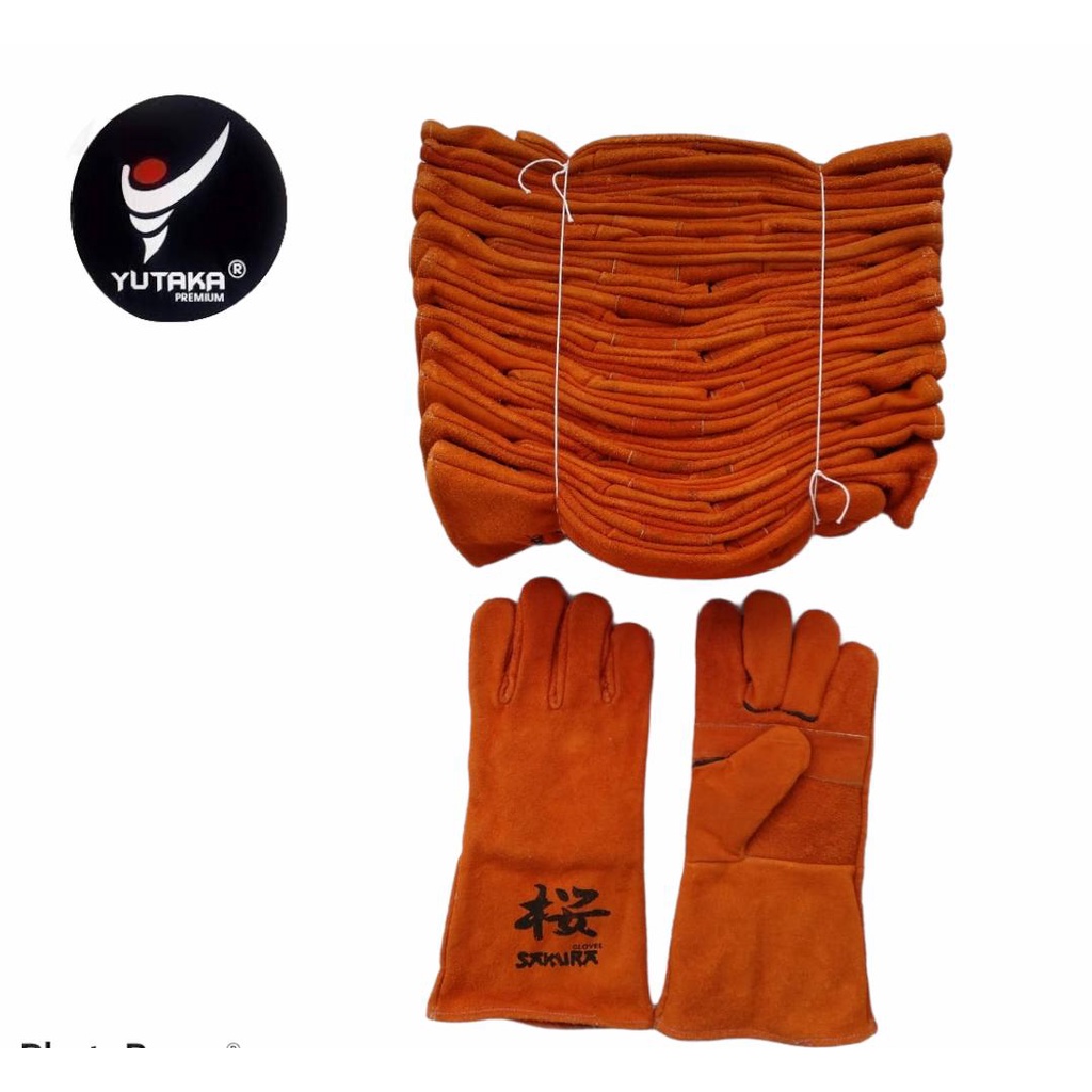 SARUNG TANGAN LAS SAKURA 13 INCH orange isi 1 lusin/sarung tangan las kulit sakura 13inch orange/sarung tangan las kulit terlaris