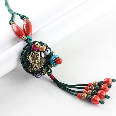 Kalung Chinese KC-07 Etnik Batu Keramik Round Green