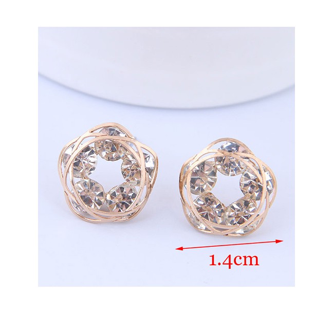 LRC Anting Tusuk Fashion Gold Flower Zircon Earrings Alloy A59221