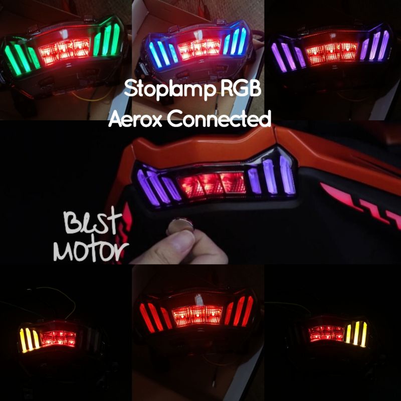 Stoplamp SharkPower 7Warna Aerox New 2021 Connected Lampu Stop Belakang Aerox Connected RGB