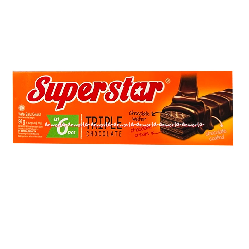 Superstar Triple Chocolate 6Pcs Chocolate Wafer Cream Super Star