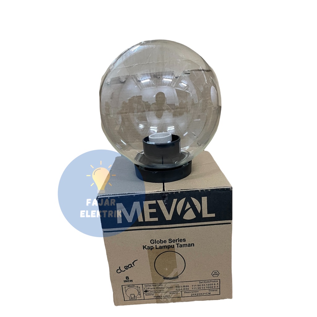 KAP LAMPU TAMAN BULAT 8 INCH MEVAL BENING/ CLEAR RG4- B86