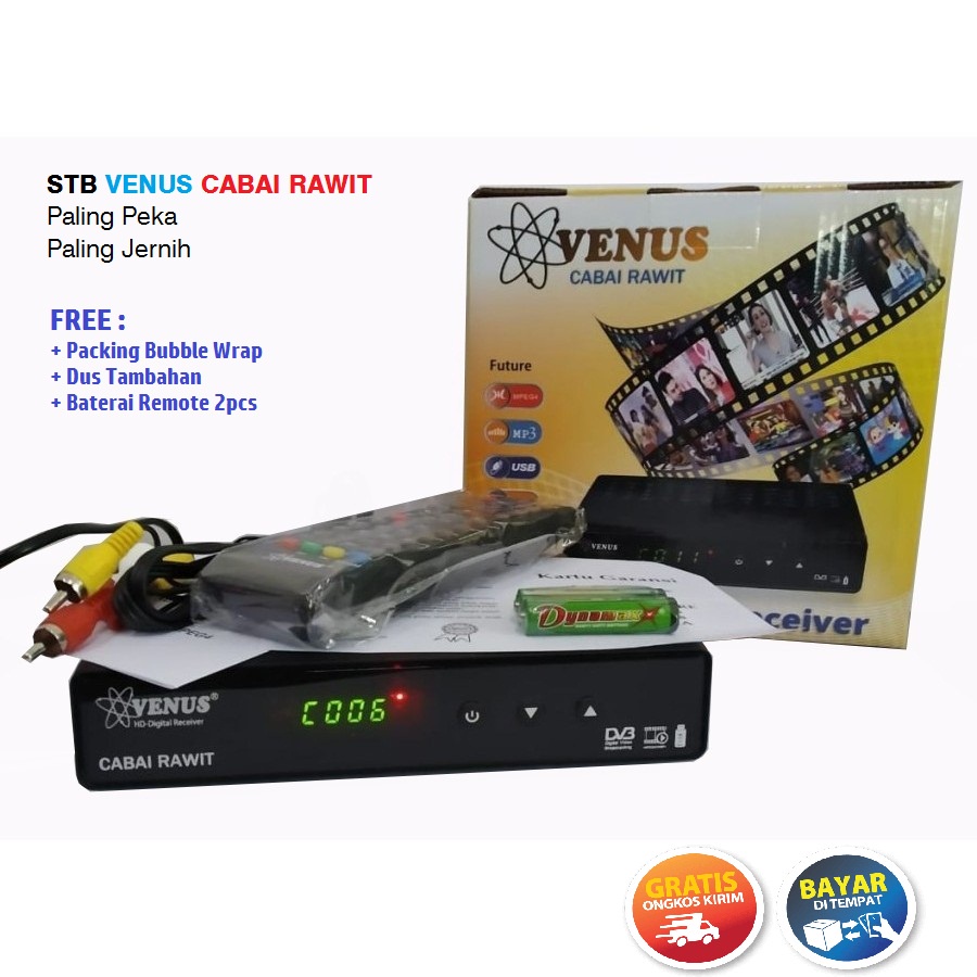 Set Top Box TV Digital VENUS Cabai Rawit STB DVB-T2 Receiver Tuner Paling Peka Paling Jernih