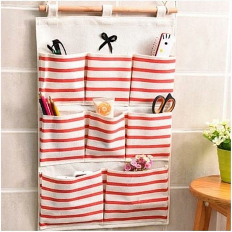 POUCH GANTUNG/rak gantung Pouch Gantung SALUR 8 Sekat Rak gantung Bahan KANVAS Tebal Serbaguna