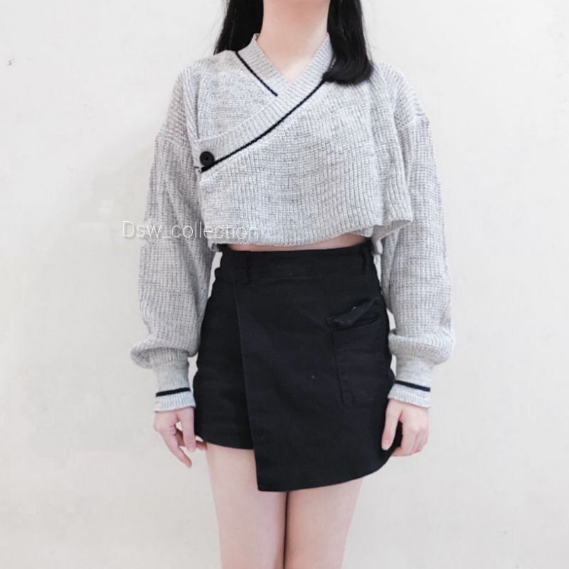 KIMONO TWIST Knit Crop - Twist Knit - Atasan rajut-Baju rajut wanita - Atasan Wanita Crop twist