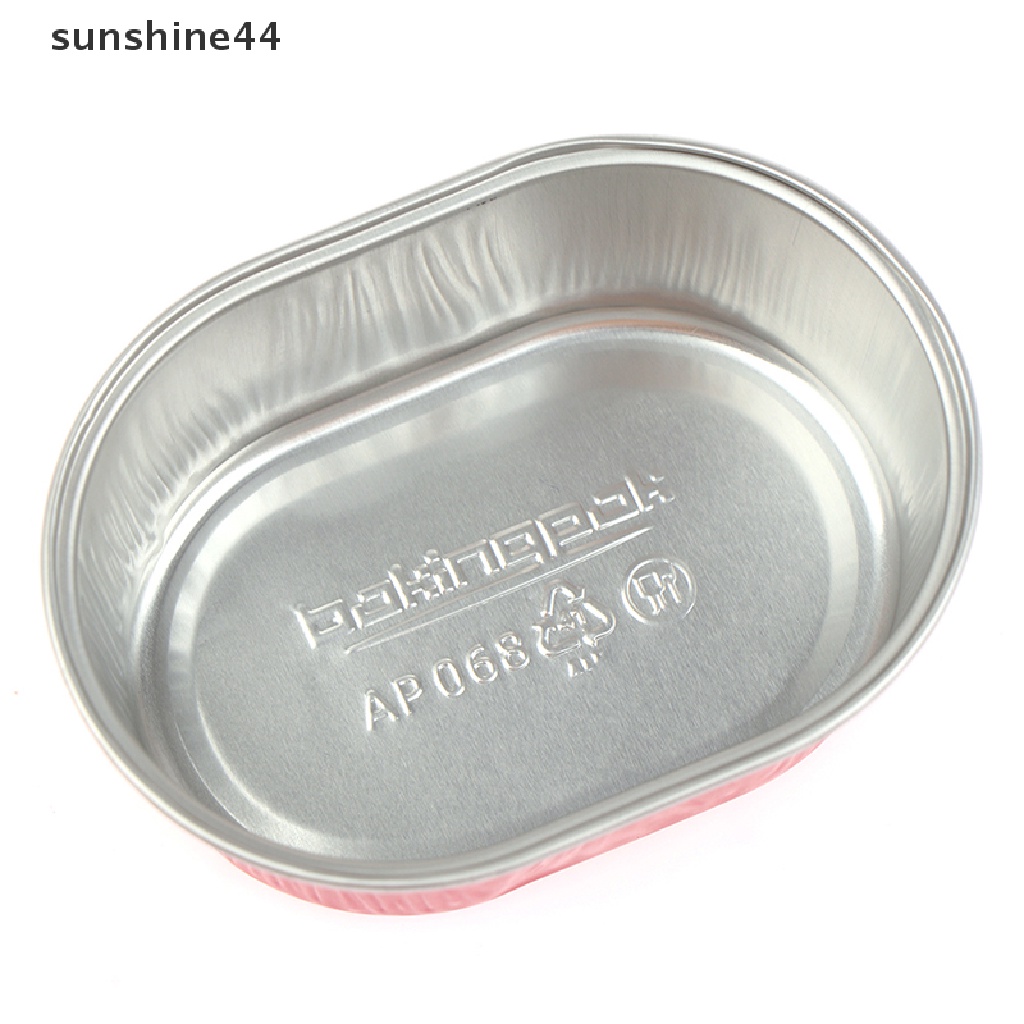 Sunshine 10pcs Cup Cetakan Kue Bahan Aluminum Foil Tahan Panas Dengan Tutup