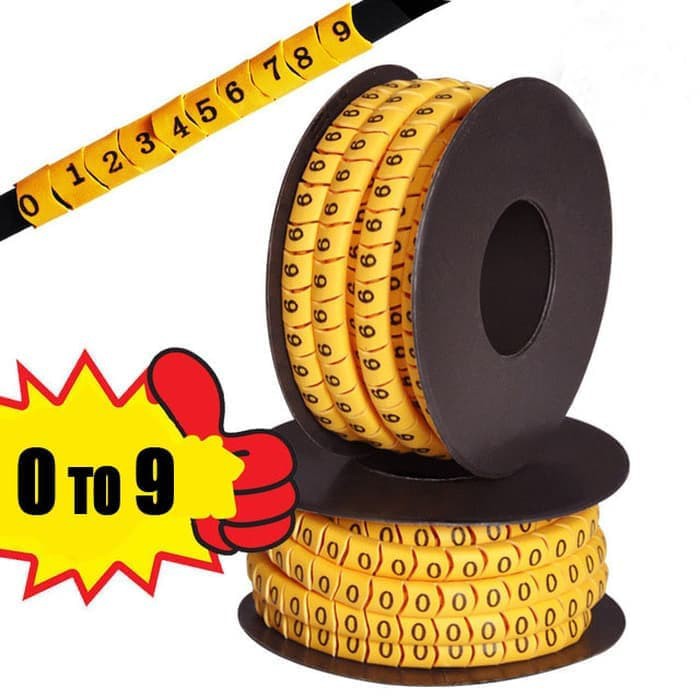 Flexible PVC Number 0-9 Print 1.5mm2 Wire Cable Markers Kabel Tag AO97