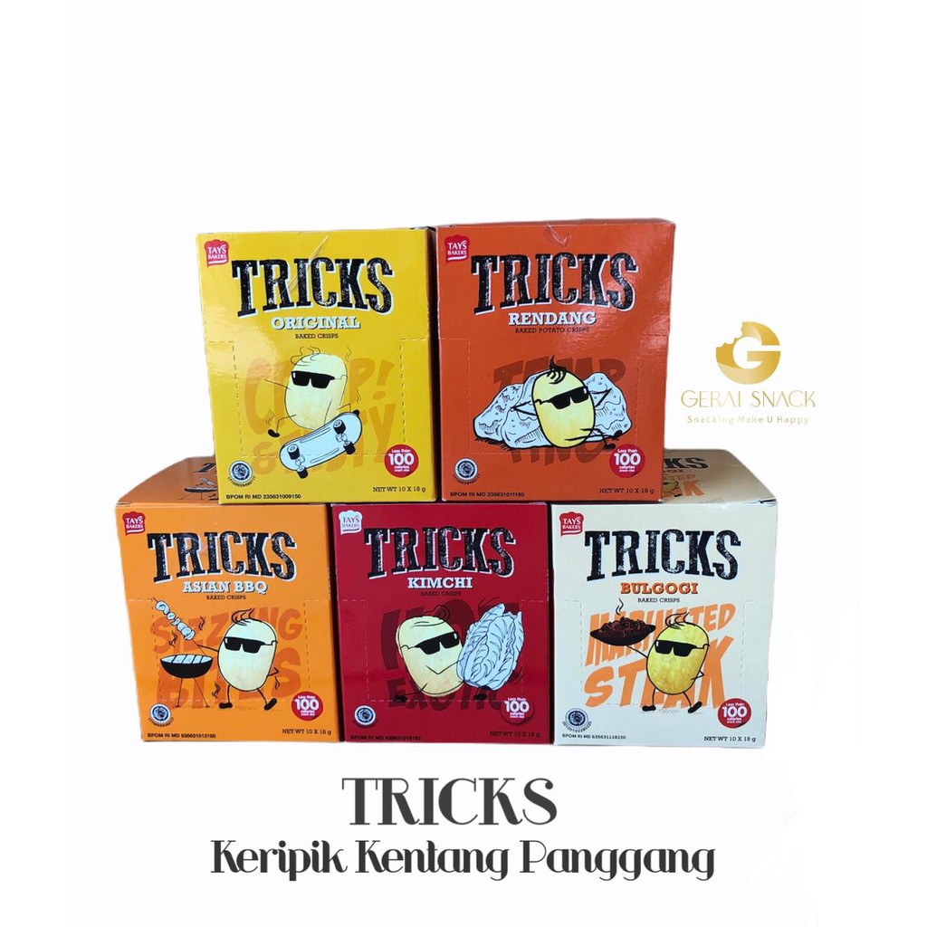 Tricks Baked Crips Biscuit Kentang 1 Box Isi 10pcs Cemilan Keluarga