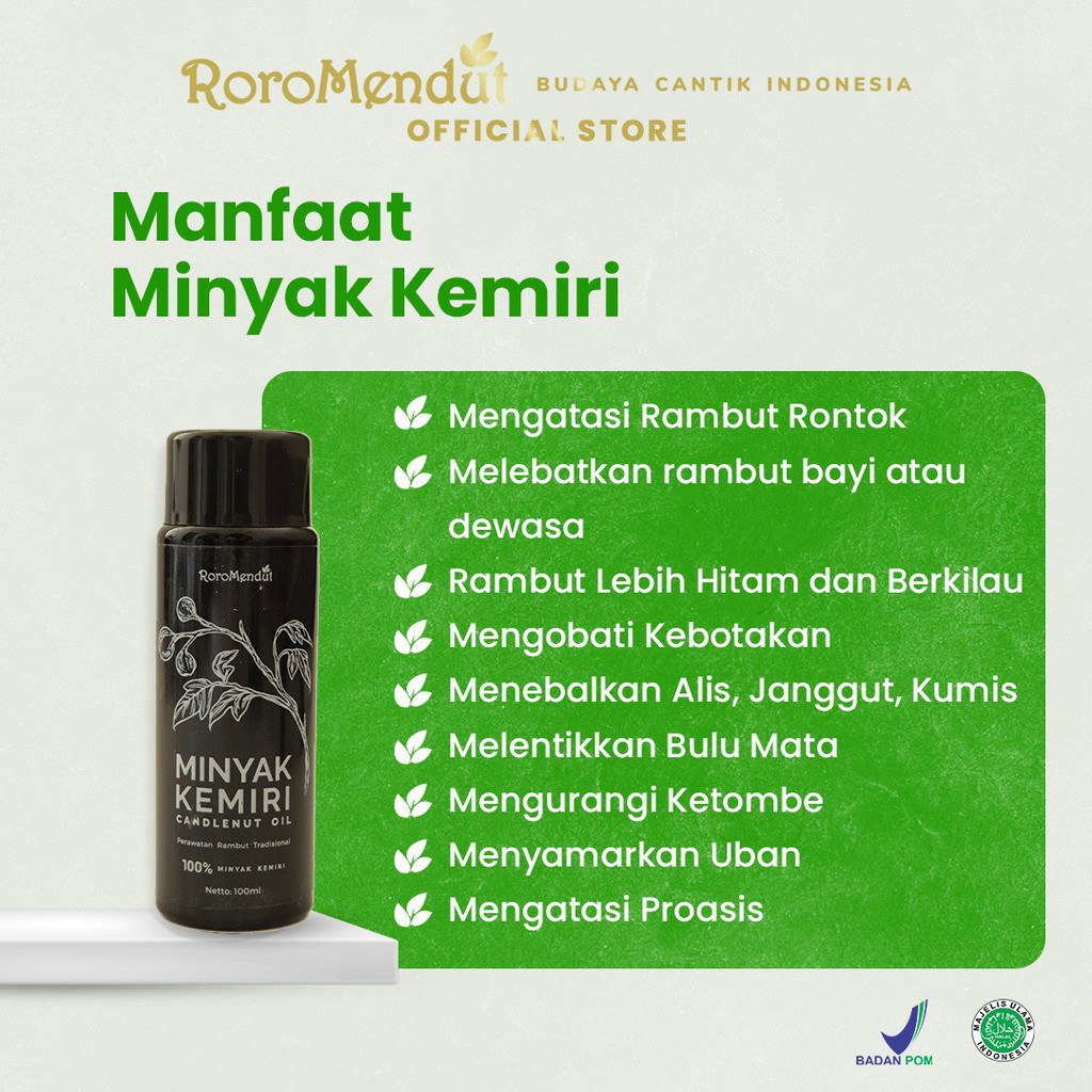 Minyak Kemiri ASLI Roro Mendut Penumbuh Penebal Rambut Bayi Dewasa Botak Rontok Brewok Kumis Jambang