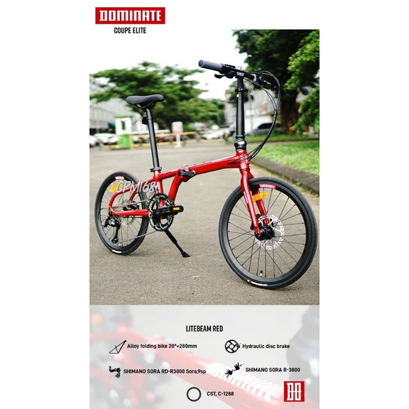 Sepeda Lipat DOMINATE COUPE ELITE ALLOY 18 SPEED SHIMANO SORA HYDRAULIC 20 Inch
