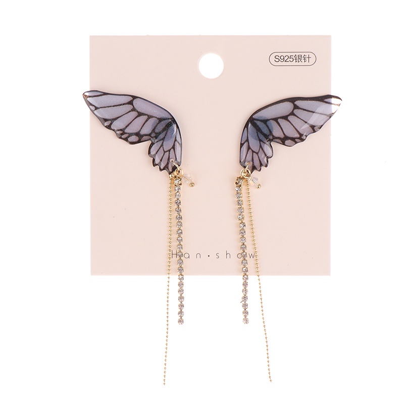 Hbid Anting Gantung Panjang Model Kupu-Kupu Dengan Rumbai Berlian Imitasi Untuk Wanita