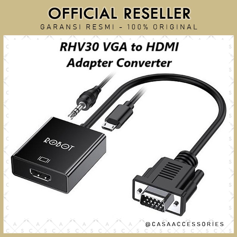 Jual Robot RHV30 VGA to HDMI Adapter Converter 1080P Full HD Adaptor