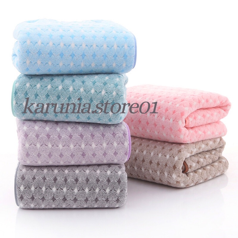 HANDUK MANDI DEWASA MIKROFIBER IMPORT UKURAN 70x140 MOTIF PASTEL