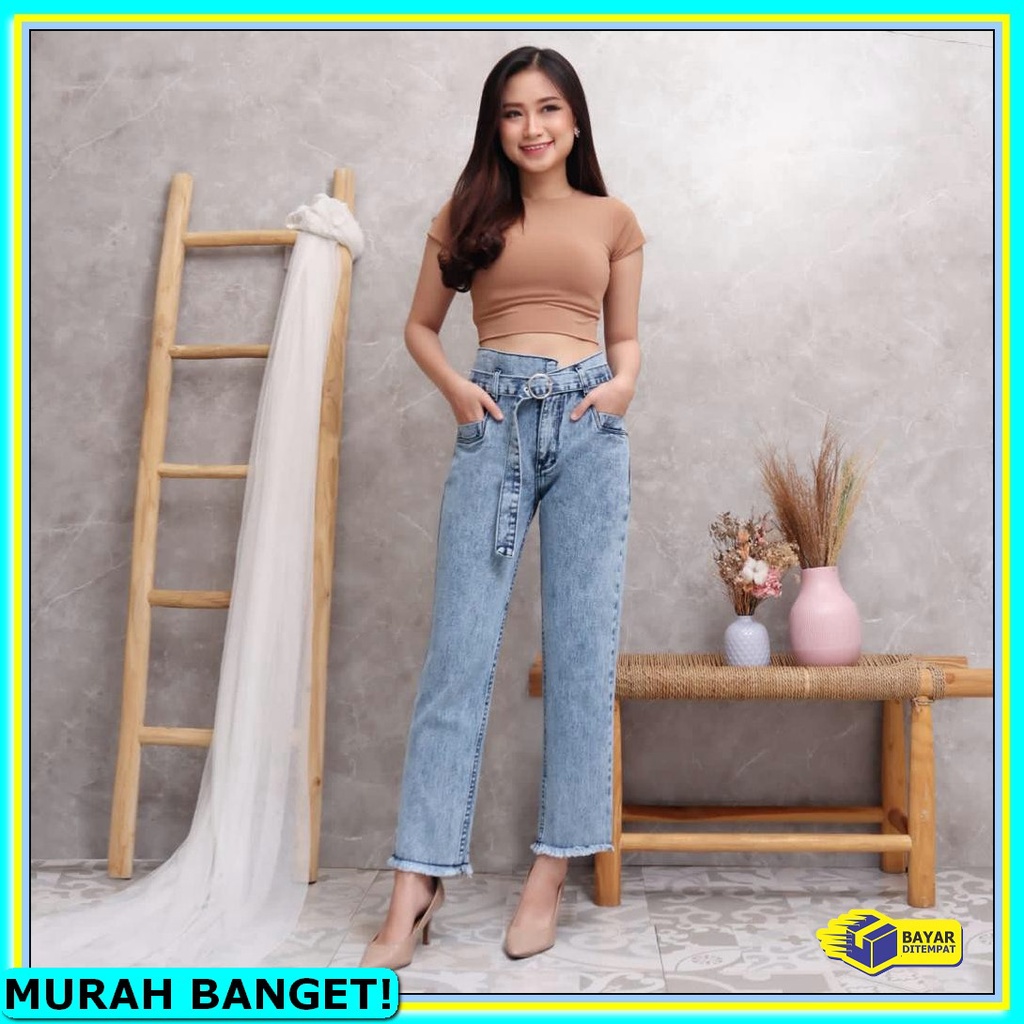 Celana Jins Cewek Kekinian Ukuran Jumbo Jeans Levis Import Distro JJ769 Fwr - Celana Jeans Panjang