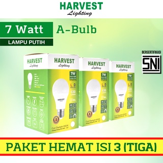 7W - Paket Isi 3 - HARVEST LIGHTING Lampu Bohlam LED A Bulb  7 Watt Lampu Hemat Energi Original Bersertifikasi SNI dan Bergaransi