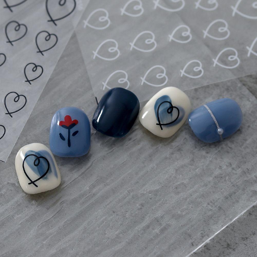 MXBEAUTY Kotak-kotak Stiker Kuku Mode Tipis Tangguh Musim Dingin Huruf Inggris Perekat Diri DIY Nail Art Dekorasi