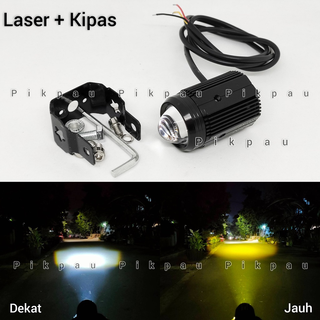 Lampu tembak Laser Sorot D2 mini Led 2 Mode Jauh Dekat High Low Putih Kuning sangat terang Waterproof Untuk Motor Mobil