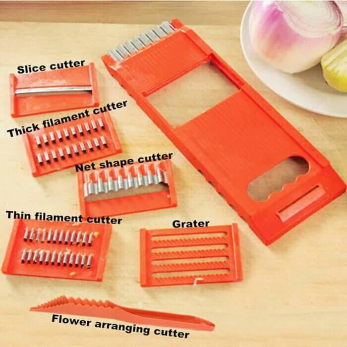 Parutan Multifungsi 8 IN 1 / Kitchen Treasure Multifunctional Vegetable Cutters - Set Parutan Serbaguna 7in1 - Parutan Multifungsi Orange - Grater- Pemotong Sayur Praktis Berguna
