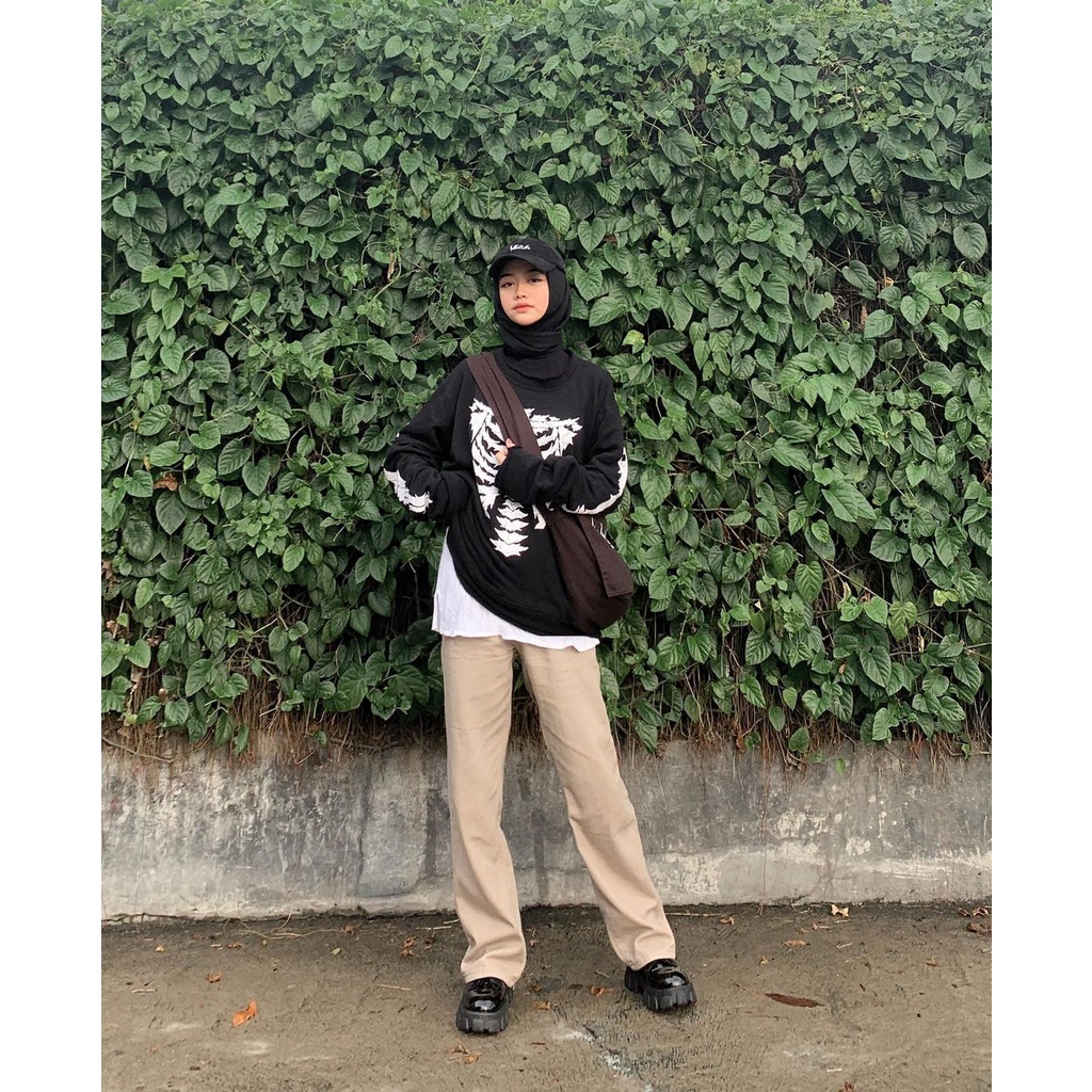 CROP CREWNECK OVERSIZE UNFINISHED | SKELETONS | BLACK | YIKESALLDAY (50PCSONLY)