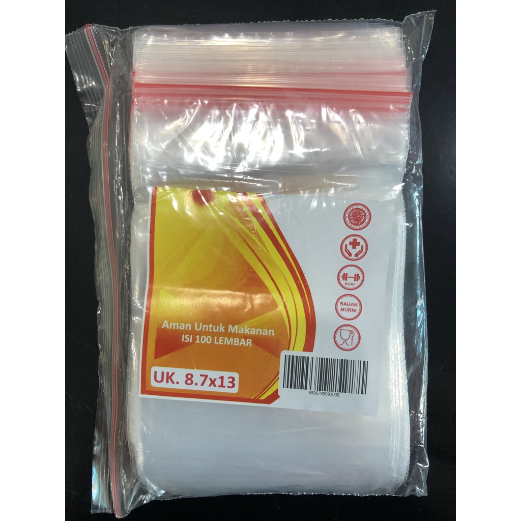 PLASTIK KLIP ziplock ISI 100 LEMBAR ukuran 8.7x13