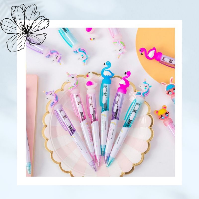 J2 - LED Pulpen Pena Gel Karet Lampu Karakter Unicorn