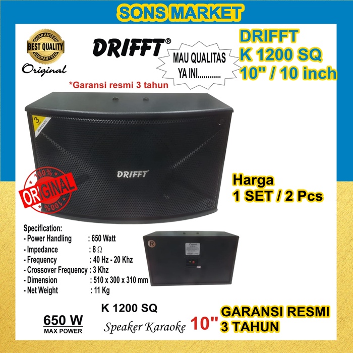 SPEAKER PASIF KAROEKE DRIFFT K 1200 SQ 10" 10 inch 2 Pcs PREMIUM ASLI