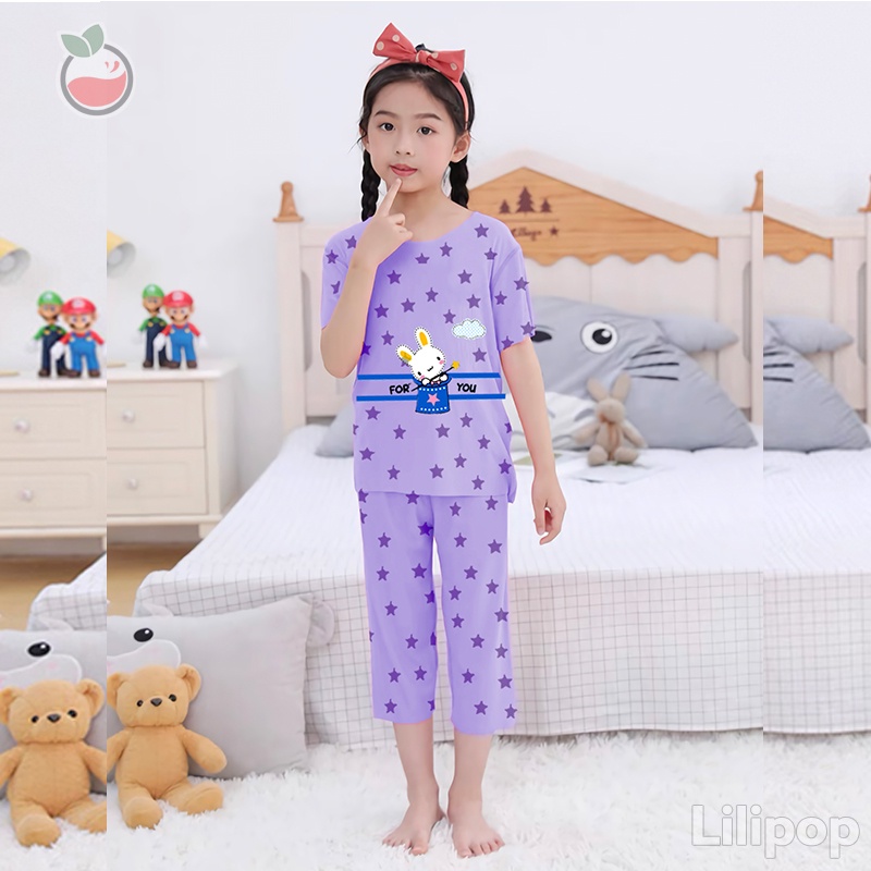 Baju Tidur Anak 3/4 Snoopy Perempuan dan Laki Usia 2 - 7 Tahun Stelan Celana