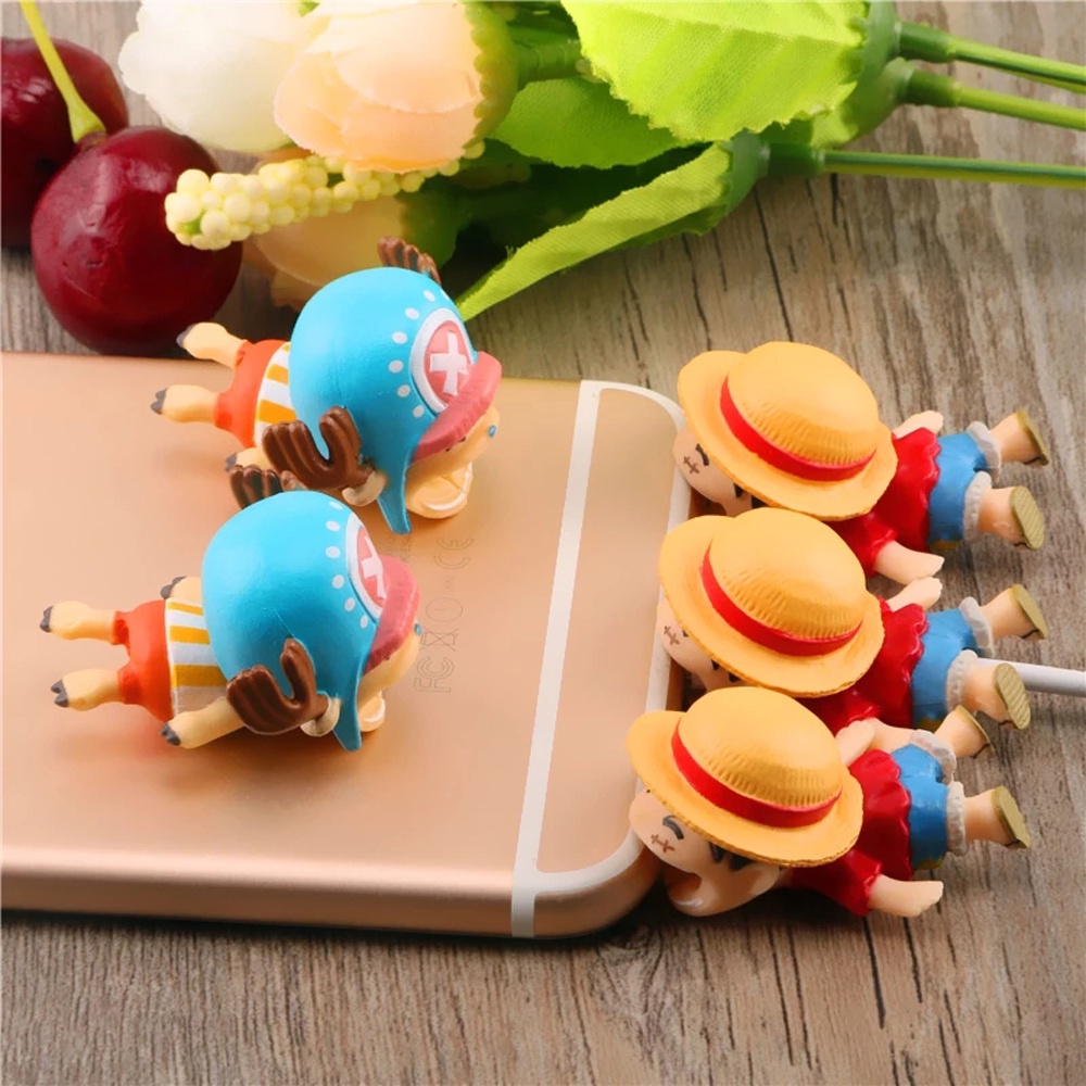 QUINTON Mobile Phone Accessories Cable Bite Protector Winder Chompers Cable Organizer Monkey D Luffy Usb Cable Protector Mobile Phone Cables Cartoon Charger Wire Holder Vinsmoke Sanji for Gift Roronoa Zoro