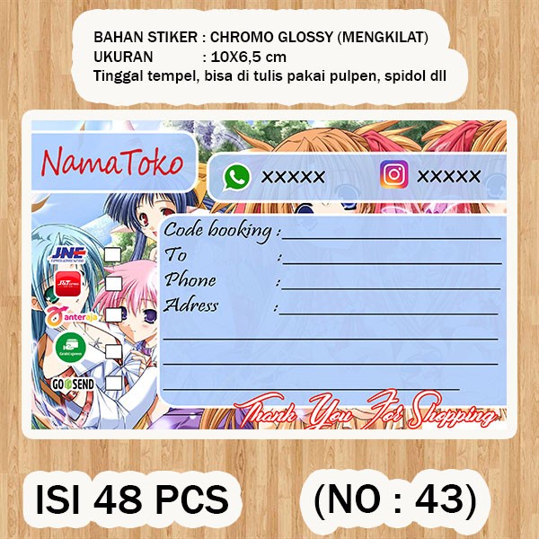 

( STIKER PENGIRIMAN ) Shipping label ( /pack isi 48pcs no.43