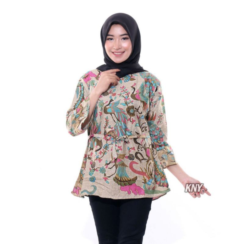 tey-17 Batik wanita ASJ SA HRB026 Kenongo Kemeja Tosca Pendek-Murah