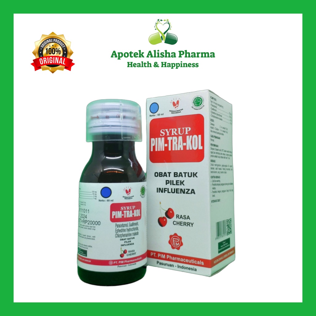 PimTraKol Sirup 60ml - Pim-Tra-Kol Syrup Obat Batuk/Flu/Pilek/Panas/Demam Anak/ Pim Tra Kol Sirup