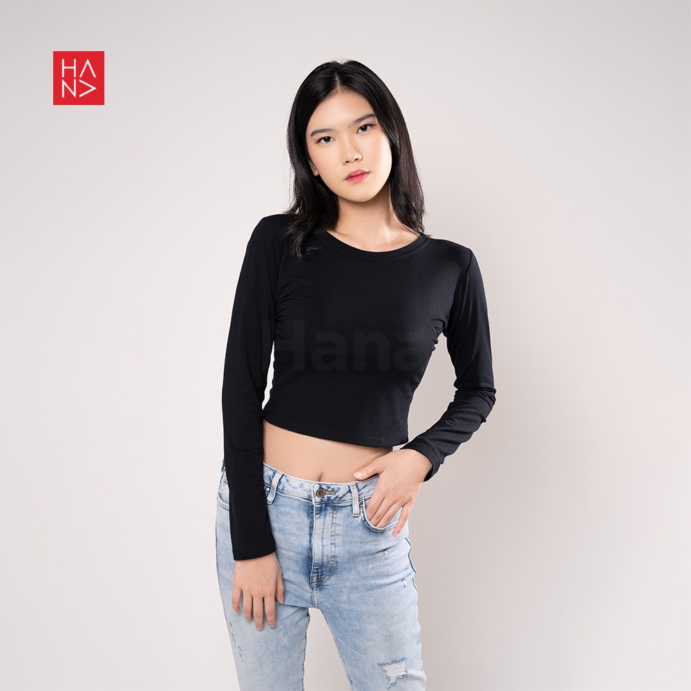 Hana Fashion - Star Twist Back Long Sleeve T-shirt Kaos Lengan Panjang Wanita - TS041