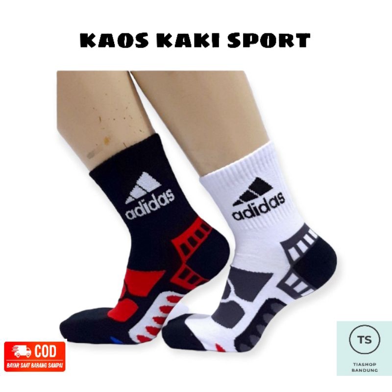 Kaos Kaki Sport AD Motif Pria dan Wanita || Kaos Kaki Olahraga Panjang